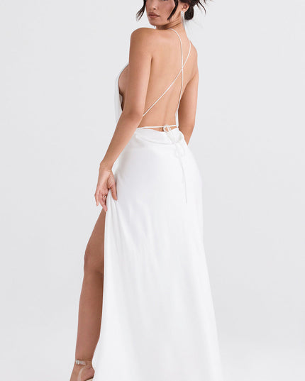Luxe jurk zonder rug en lage split