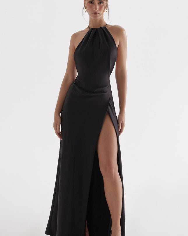 Luxe jurk zonder rug en lage split