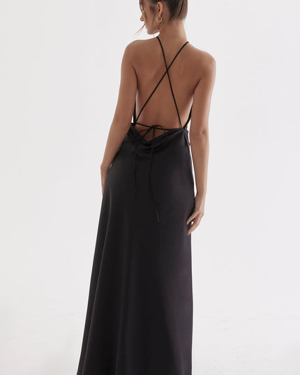 Luxe jurk zonder rug en lage split